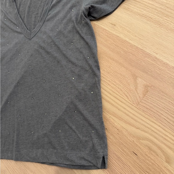 Zadig & Voltaire Studded Gray V-Neck Tee - Picture 7 of 7